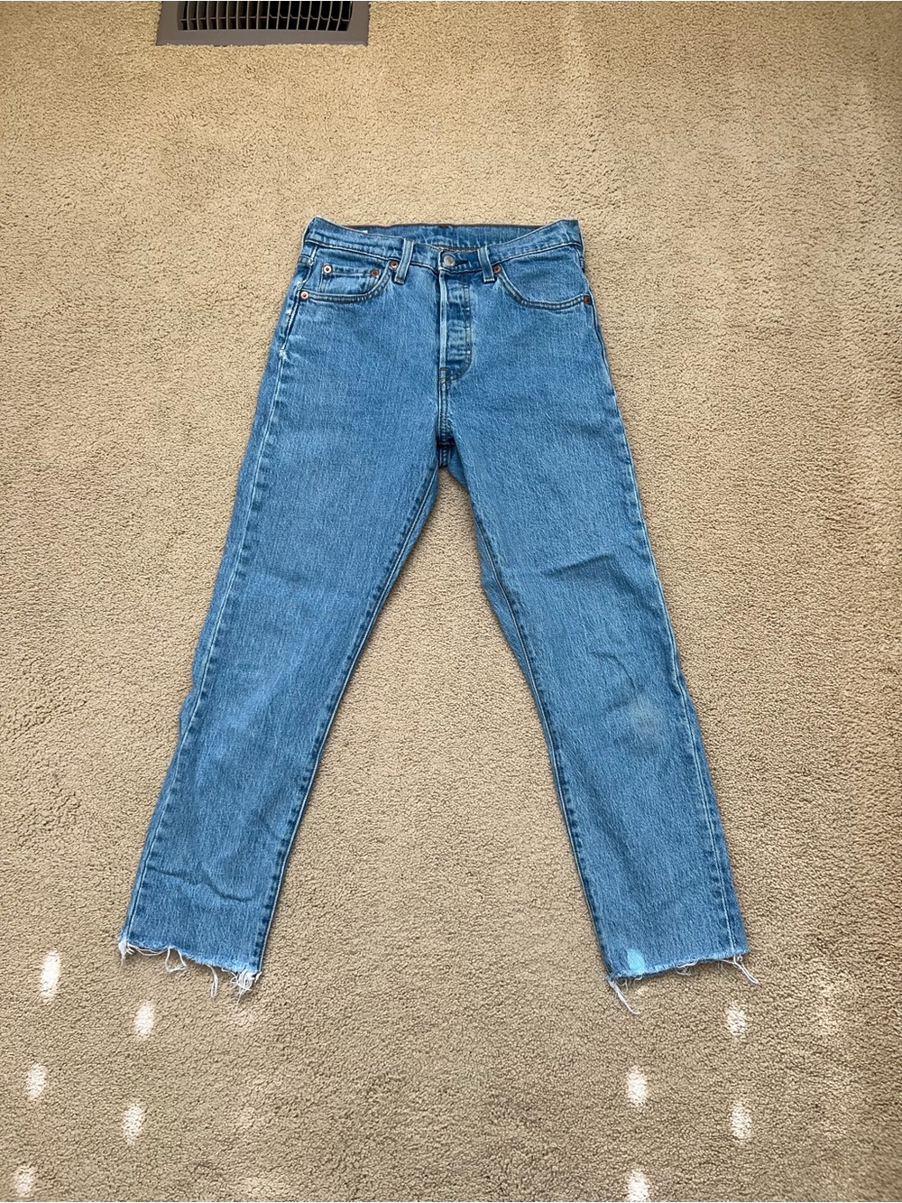 Levi's Light Blue Ankle-Crop Straight Jeans